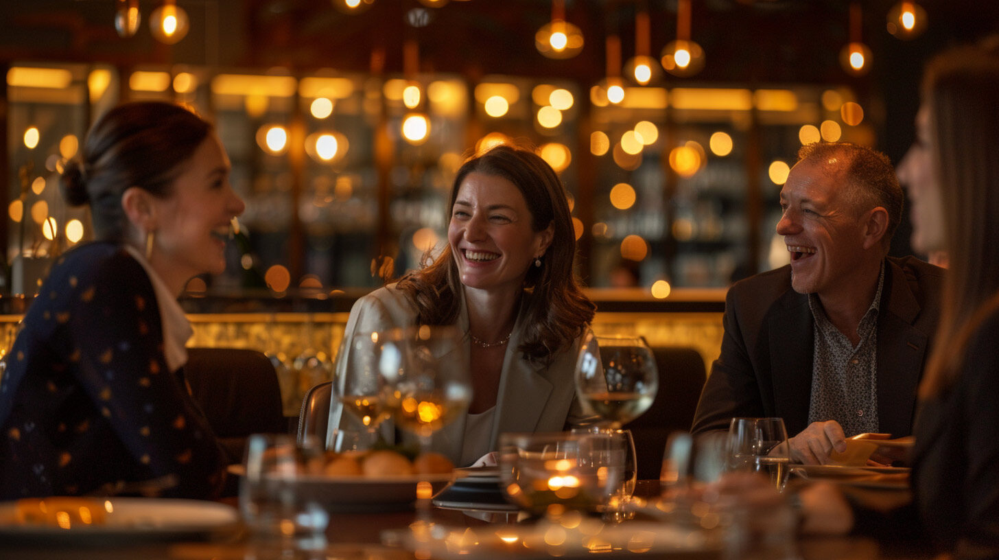 Guests gathered around a table at Lot 88